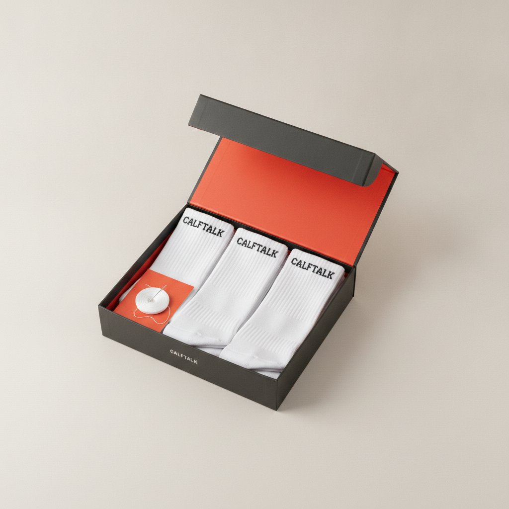 Open cadeaudoos met drie paar CALFTALK sokken en stopset