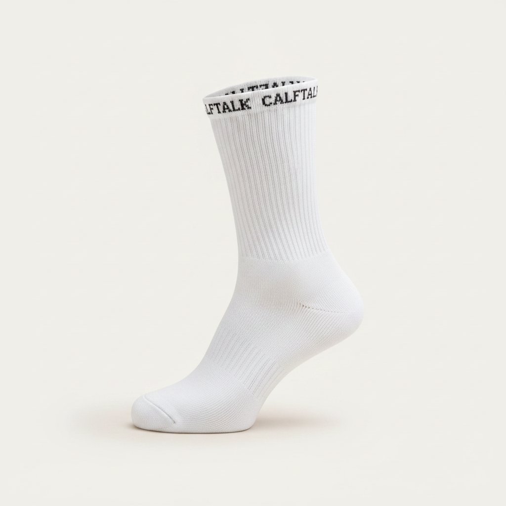 Witte CALFTALK hardloopsok, driekwart van achteren